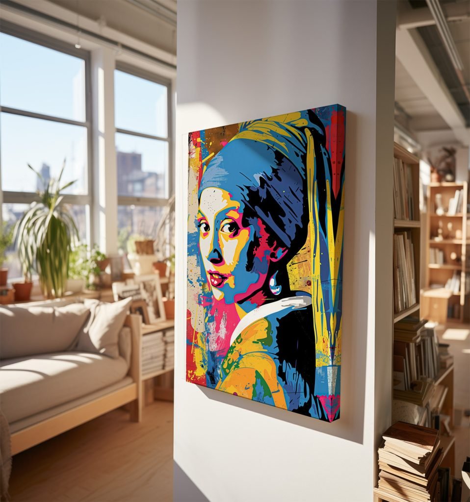 Girl with a Pearl Earring Graffiti Art, Modern Urban Canvas Print, Classic Portrait with Street Art Style, Colorful Wall Art for Home - Image 4