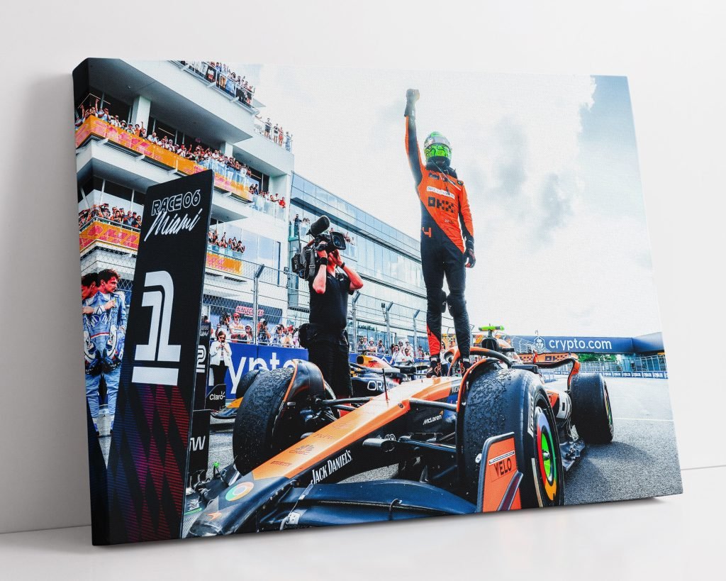 Lando Norris poster, Mclaren F1 Miami GP race win, Formula 1 Canvas Wall art, Gift idea for F1 fans - Image 3