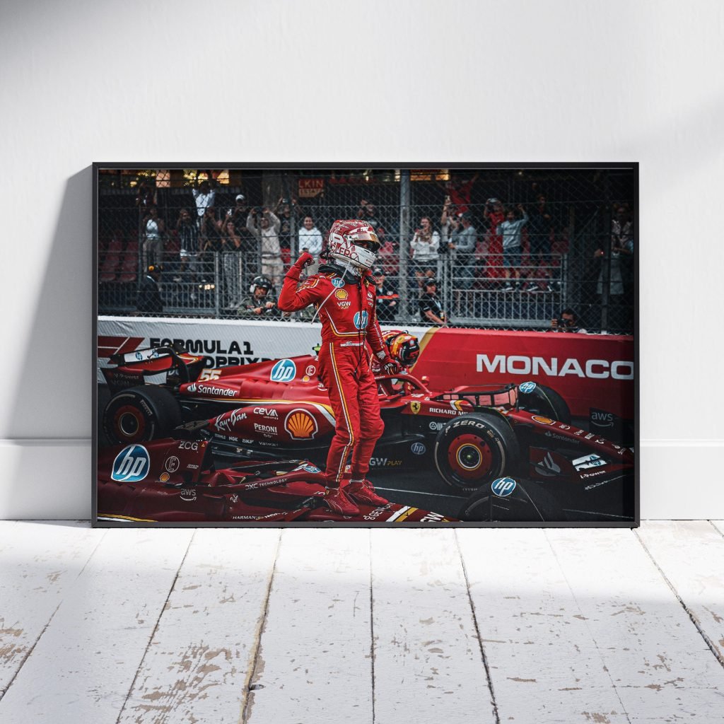 Charles Leclerc Formula 1 poster print, Ferrari Monaco F1 Canvas Wall Art - Image 3
