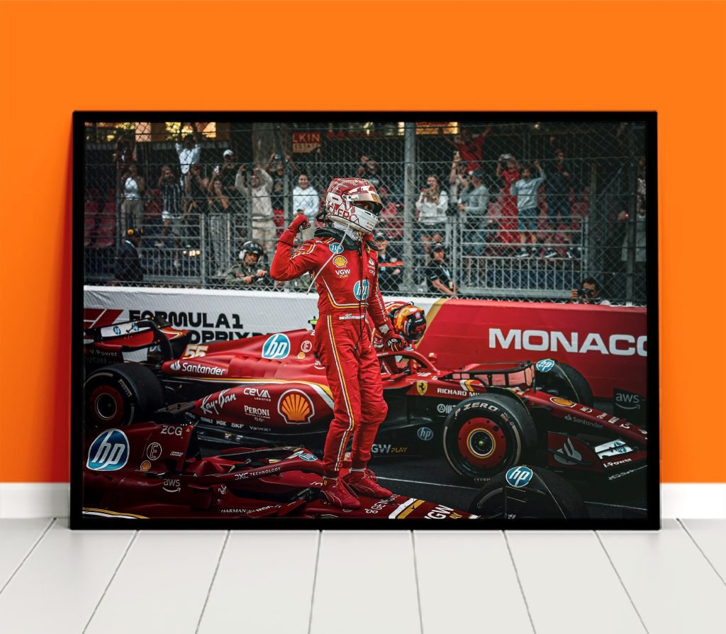 Charles Leclerc Formula 1 poster print, Ferrari Monaco F1 Canvas Wall Art - Image 7