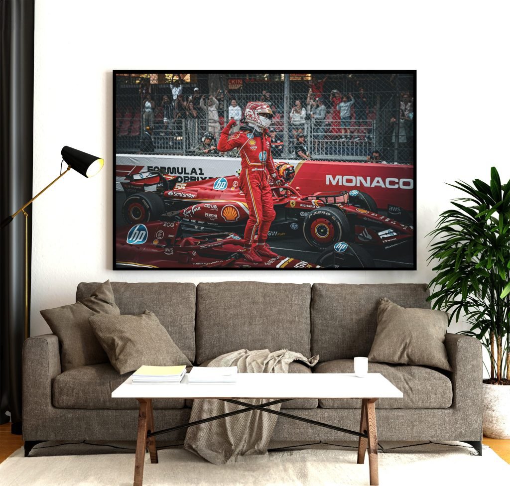 Charles Leclerc Formula 1 poster print, Ferrari Monaco F1 Canvas Wall Art - Image 4