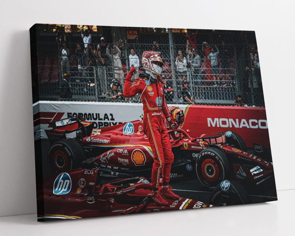 Charles Leclerc Formula 1 poster print, Ferrari Monaco F1 Canvas Wall Art - Image 5