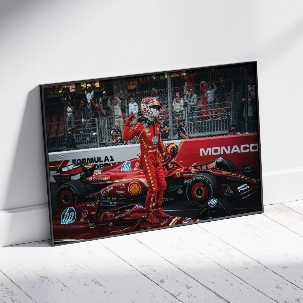 Charles Leclerc Formula 1 poster print, Ferrari Monaco F1 Canvas Wall Art - Image 6
