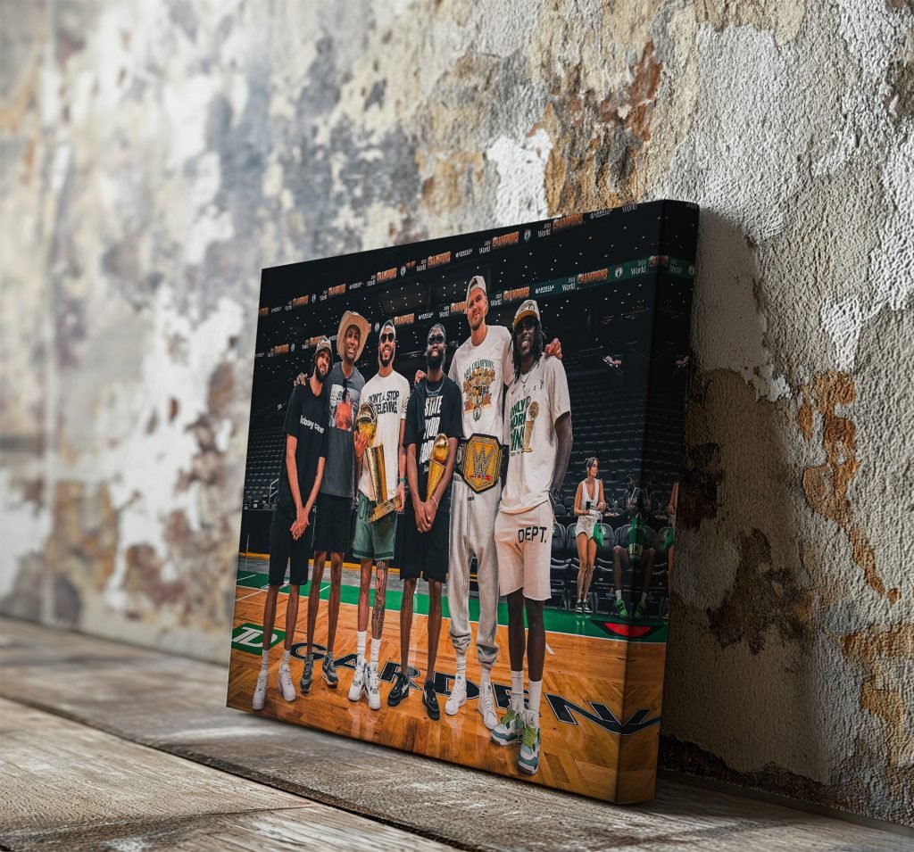 Boston Celtics 2024 Champions Poster Print, Tatum, Brown, Porzingis Canvas Wall Art - NBA Basketball gift idea - Image 3