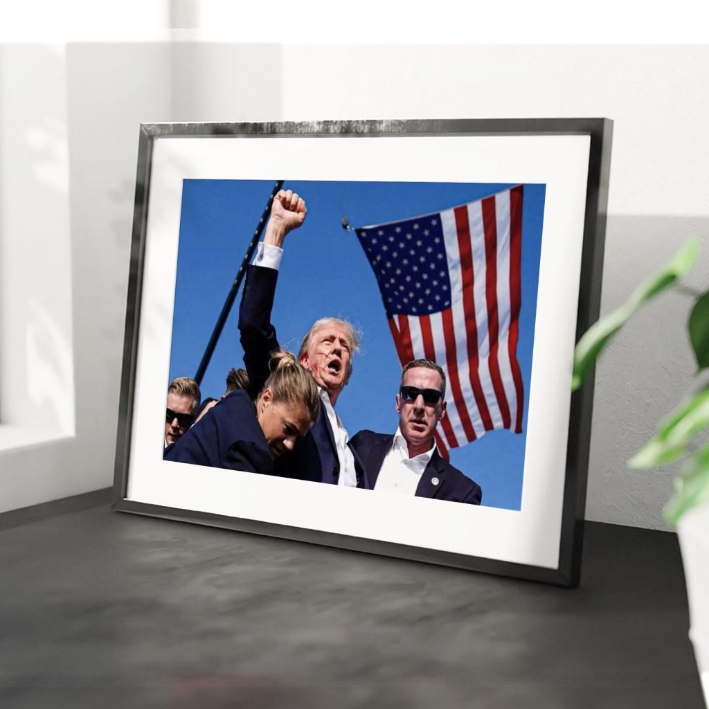 Donald Trump USA president election attentat, shot on ear poster print or canvas wall art - Image 3