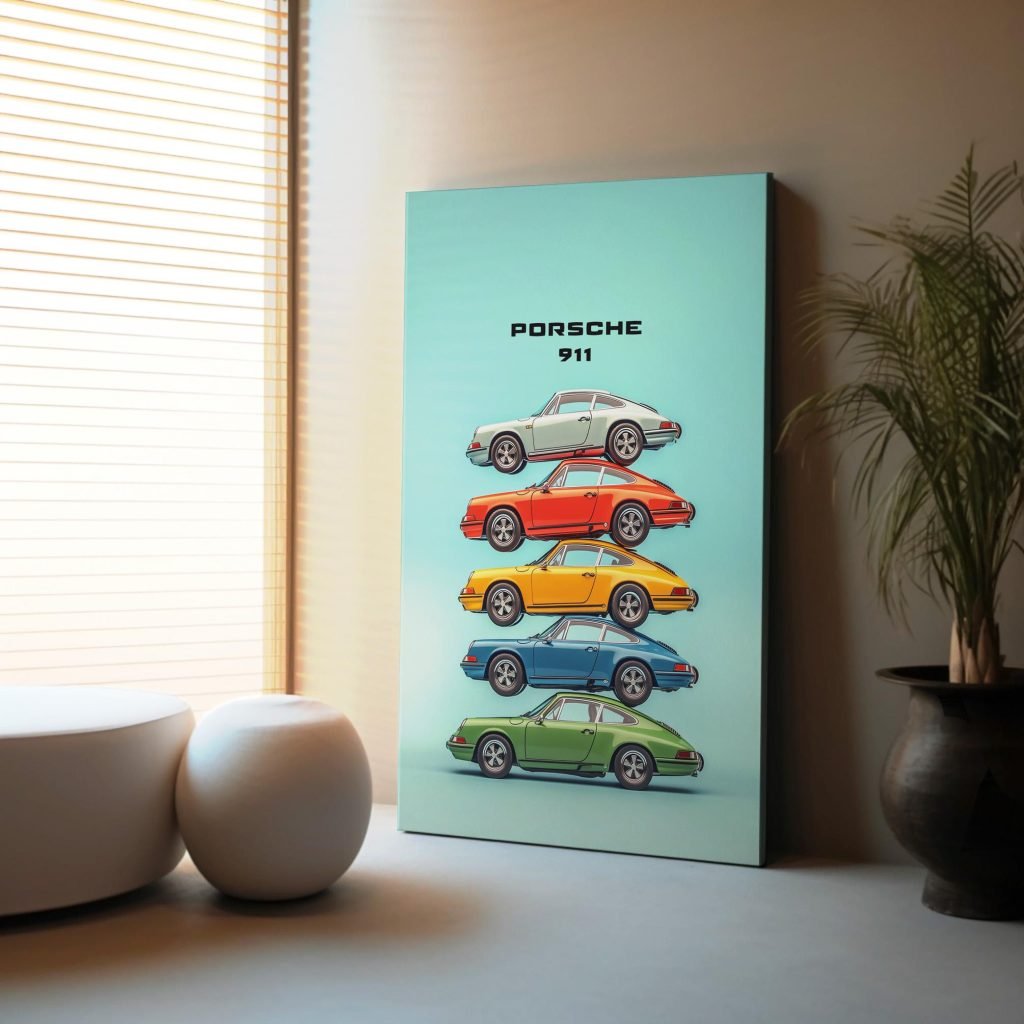 Porsche 911 Canvas Wall Art print  - Racing Car Advertisement Artwork for Living Room, Man Cave or Boys Room - Image 4