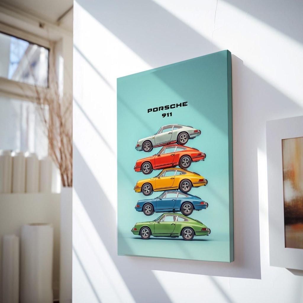 Porsche 911 Canvas Wall Art print  - Racing Car Advertisement Artwork for Living Room, Man Cave or Boys Room - Image 5