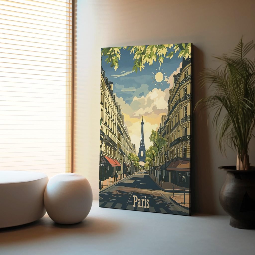 Paris, France Eiffel Tower Canvas Wall Art Print, Paris Skyline Decor for Home, Unique Gifts for Travel Enthusiasts - Image 3