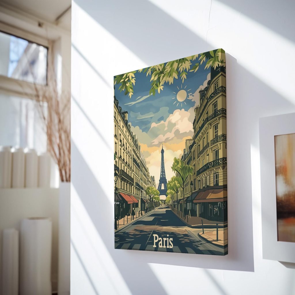 Paris, France Eiffel Tower Canvas Wall Art Print, Paris Skyline Decor for Home, Unique Gifts for Travel Enthusiasts - Image 4