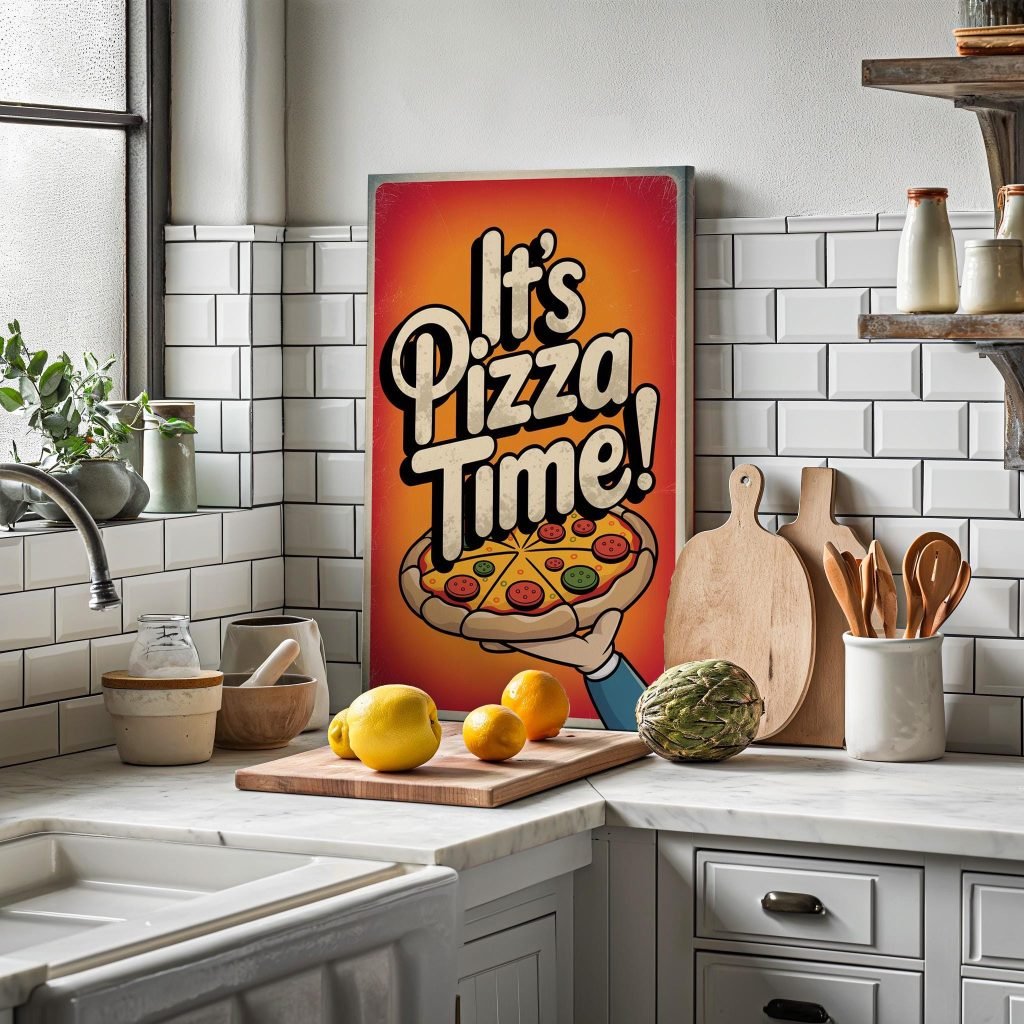 It's Pizza time Kitchen Canvas Wall art print,, Food lovers artwork, Italian Vintage Kitchen home decor - Image 7