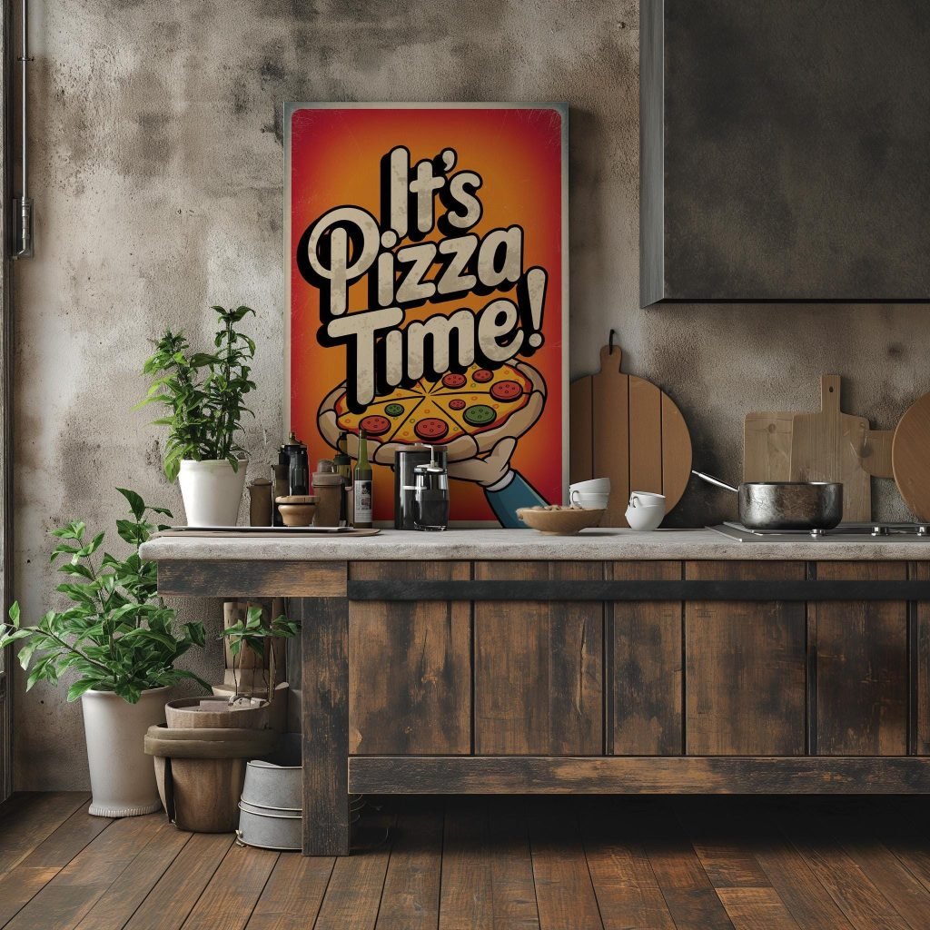 It's Pizza time Kitchen Canvas Wall art print,, Food lovers artwork, Italian Vintage Kitchen home decor - Image 8