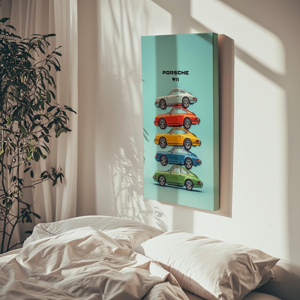Porsche 911 Canvas Wall Art print  - Racing Car Advertisement Artwork for Living Room, Man Cave or Boys Room - Image 6