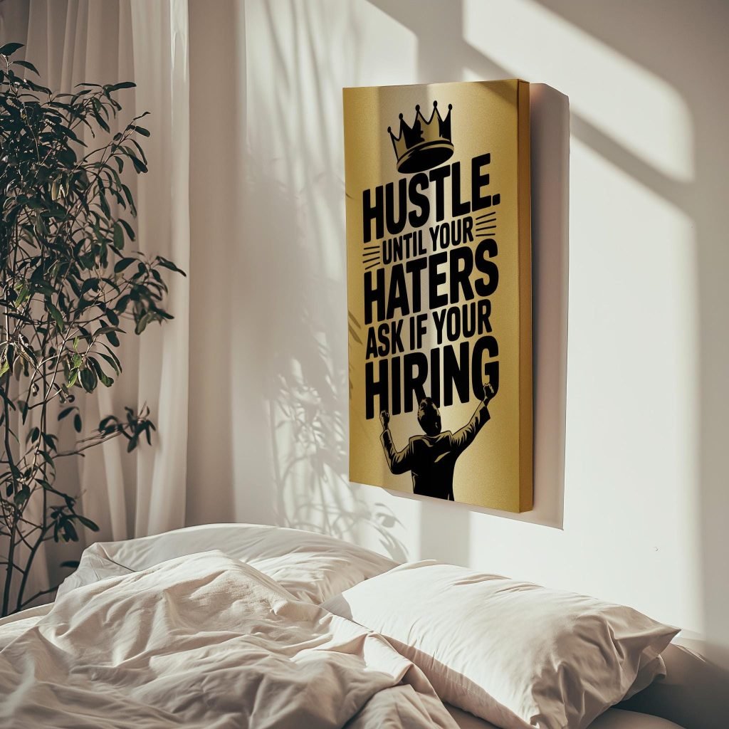 Hustle Hard Motivational Wall Art Canvas Print, Entrepreneurs Modern Home Office Decor - Image 7