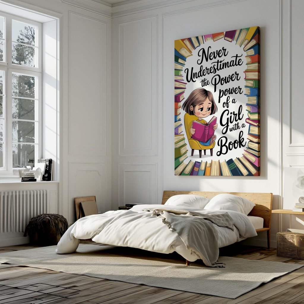 Inspirational Girl with a Book Canvas Wall Art - Motivational Quote for Kids Room, Gift for Young Readers - Image 8