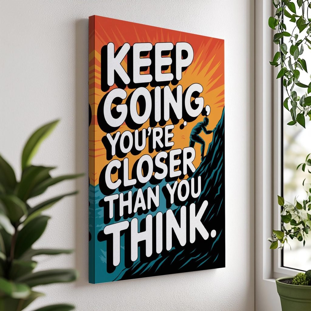 Motivational Wall Art Canvas - Keep Going Quote, Inspirational Office Decor for Entrepreneurs - Image 4