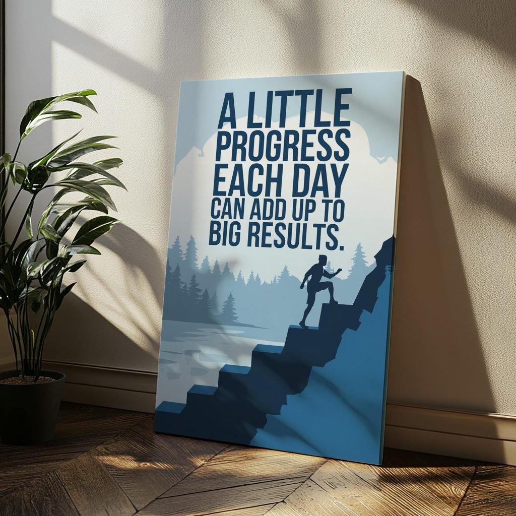 Motivational Wall Art, A Little Progress Each Day , Inspirational Quote Canvas for Home Office, Perfect Gift for Entrepreneurs - Image 4