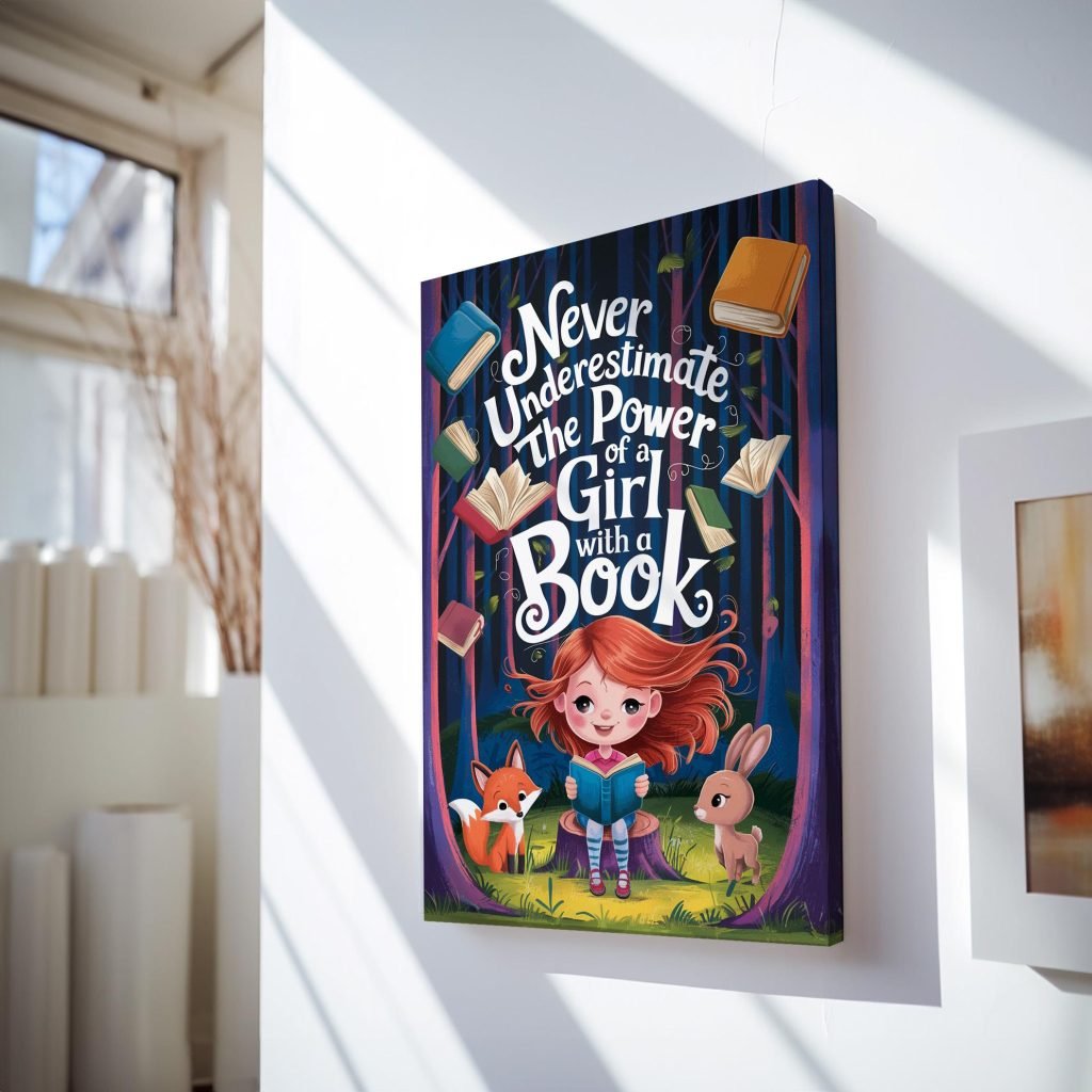 Inspirational Canvas Wall Art - Girl with a Book Quote for Kids Library, Perfect Gift for Young Readers & Book Lovers - Image 6