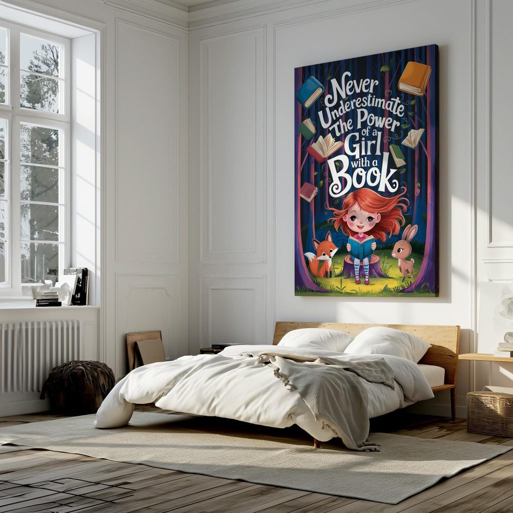 Inspirational Canvas Wall Art - Girl with a Book Quote for Kids Library, Perfect Gift for Young Readers & Book Lovers - Image 8