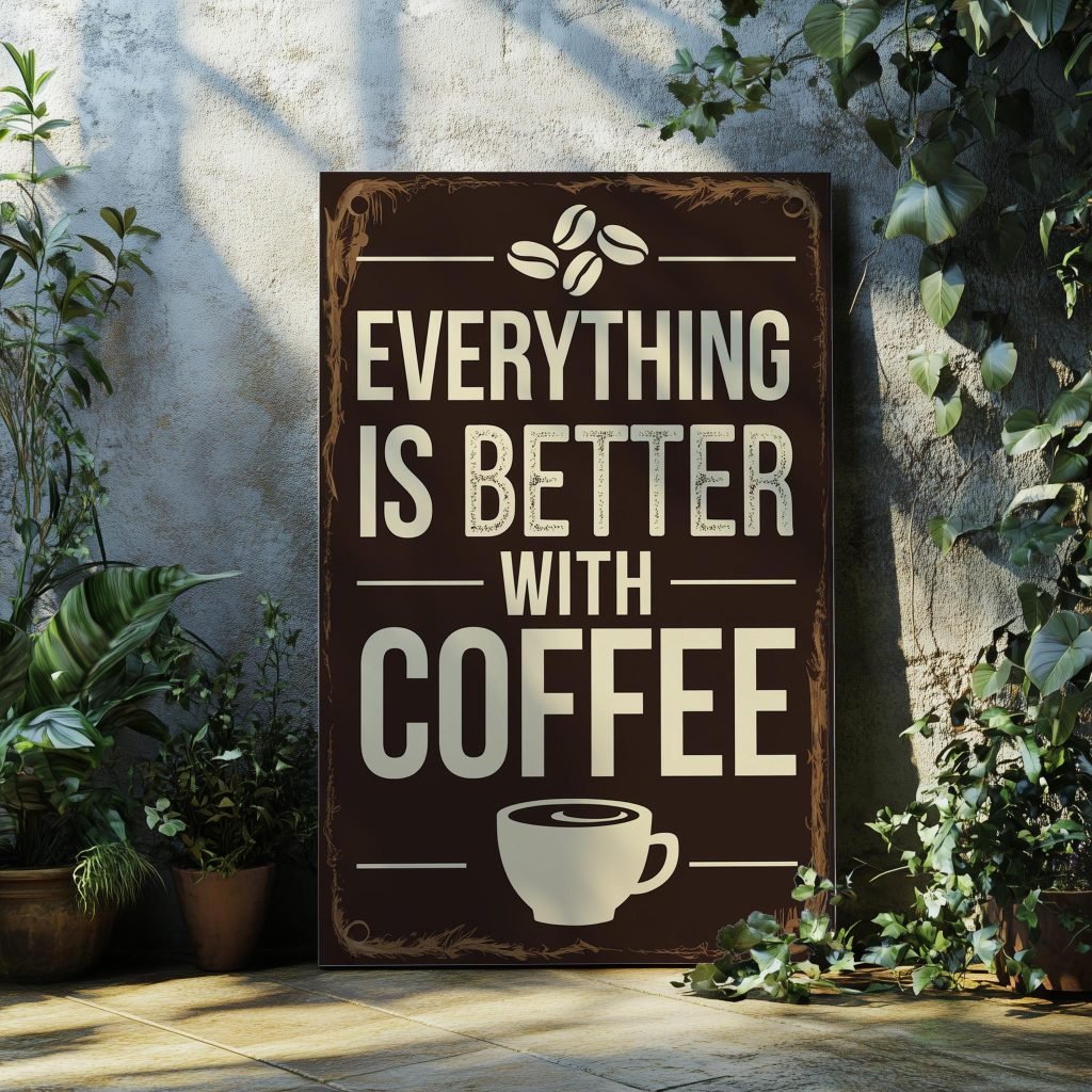 Everything is Better with Coffee - Vintage Style Kitchen Poster print, Canvas Wall Art for Coffee Lovers & Cafe Decor - Image 3