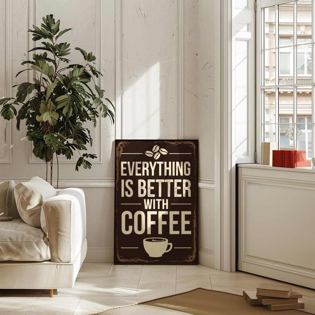 Everything is Better with Coffee - Vintage Style Kitchen Poster print, Canvas Wall Art for Coffee Lovers & Cafe Decor - Image 5