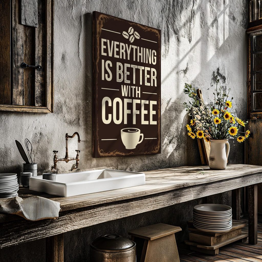 Everything is Better with Coffee - Vintage Style Kitchen Poster print, Canvas Wall Art for Coffee Lovers & Cafe Decor - Image 6