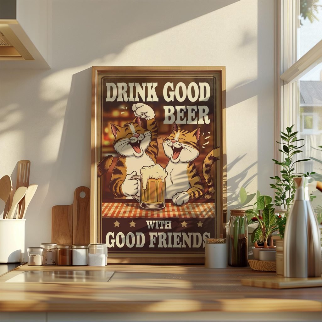Drink Good Beer with Good Friends - Vintage Beer Poster print | Fun Wall Art for Man Caves, or Game Rooms | Gift for Beer Lovers - Image 4