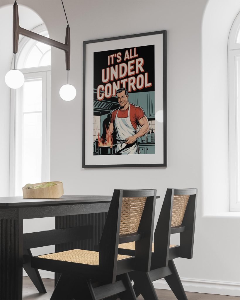 It’s All Under Control - Retro Kitchen Canvas Wall art Print | Funny Chef Poster for Kitchen, Man Cave, or BBQ | Perfect kitchen gift - Image 8