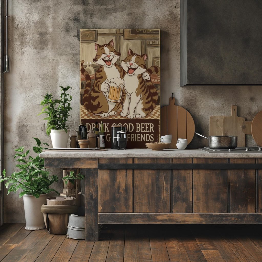Drink Good Beer With Good Friends Cat Poster - Vintage Bar Wall Art, Beer Lover Decor, Cat Lover Gift, Man Cave Sign - Image 6