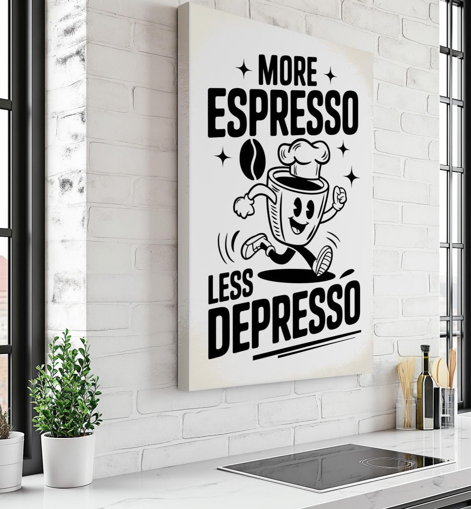 Coffee Quote Poster Print "More Espresso Less Depresso"  - Premium Kitchen Canvas Wall Art for Home, Cafe, or Office - Image 6