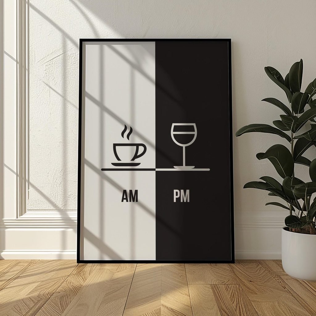 Minimalist Coffee and Wine Poster Print - Funny Kitchen Wall Art, Modern Decor, Gift for Coffee Lovers and Wine Enthusiasts - Image 4