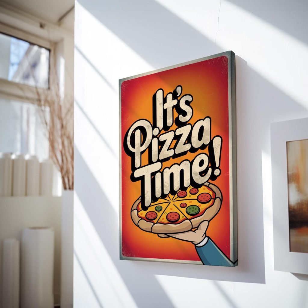 It's Pizza time Kitchen Canvas Wall art print,, Food lovers artwork, Italian Vintage Kitchen home decor - Image 4