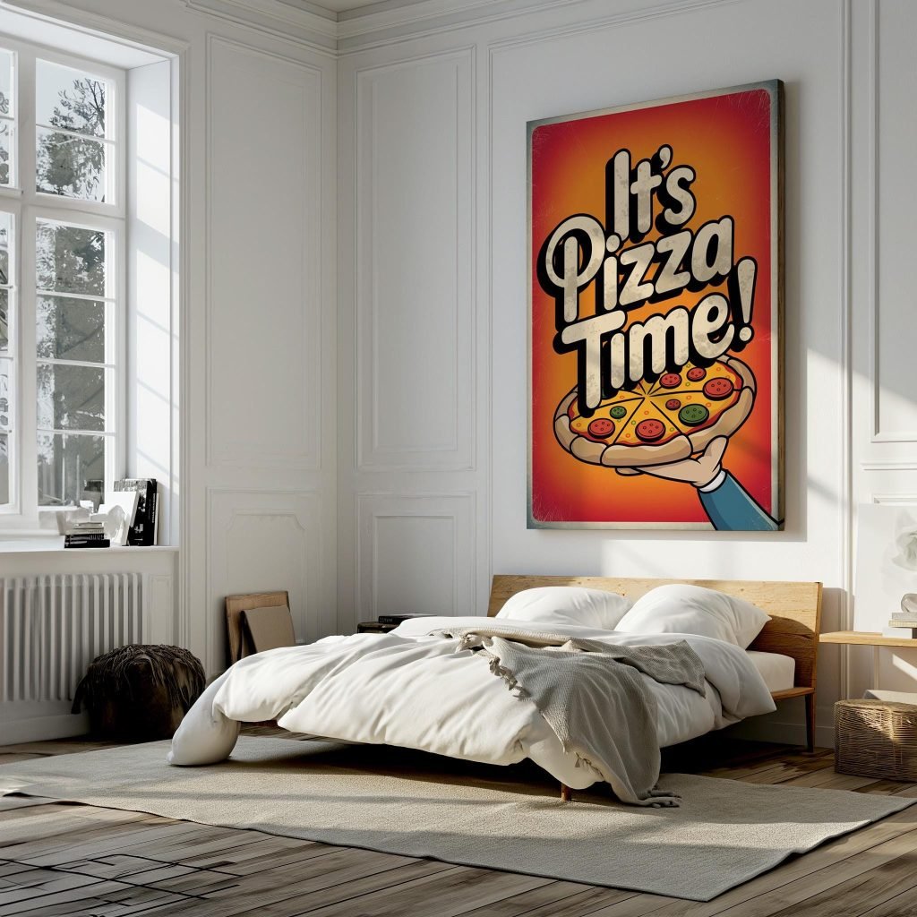 It's Pizza time Kitchen Canvas Wall art print,, Food lovers artwork, Italian Vintage Kitchen home decor - Image 5