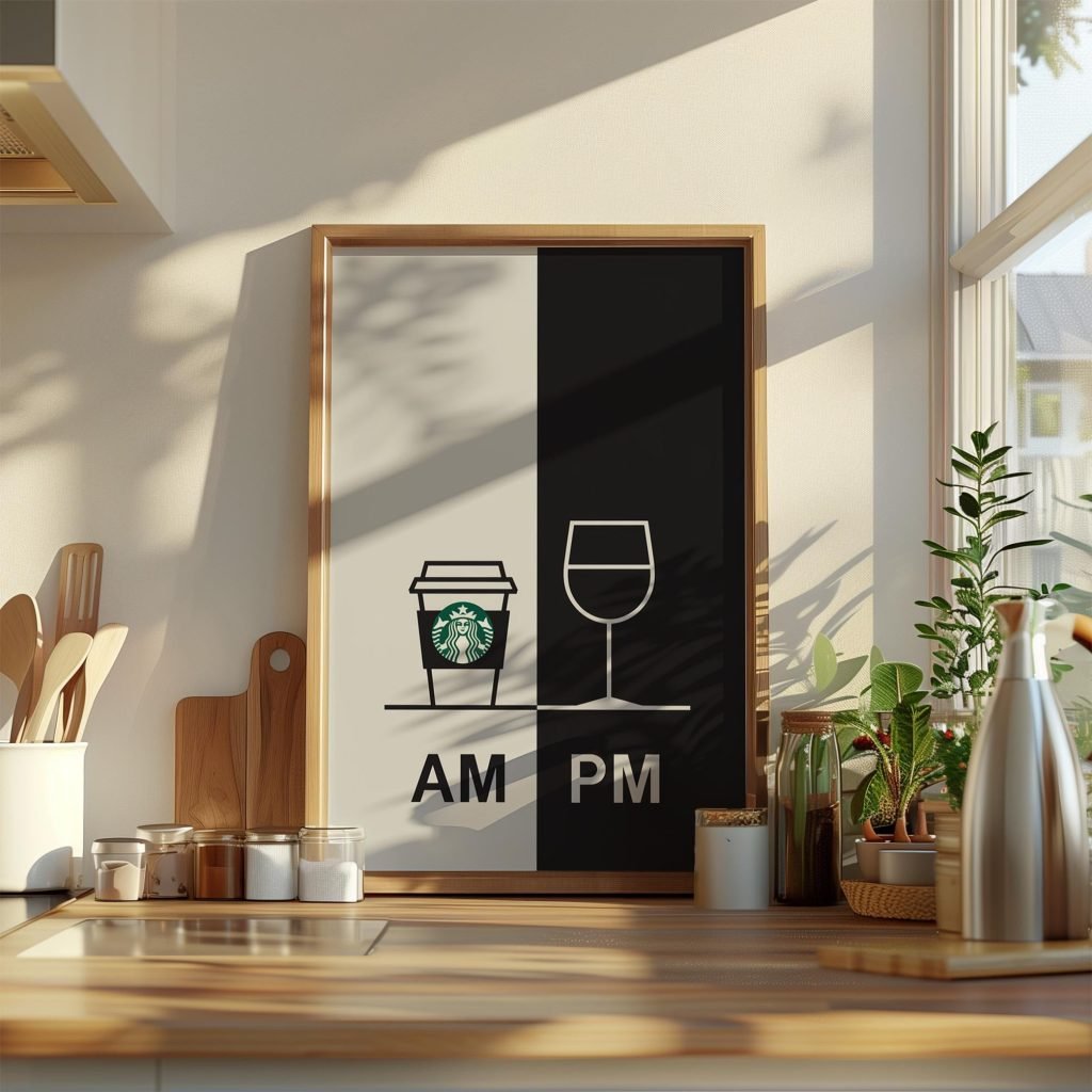 Minimalist Coffee and Wine Poster Print - Funny Kitchen Wall Art, Modern Decor, Gift for Coffee Lovers and Wine Enthusiasts - Image 4