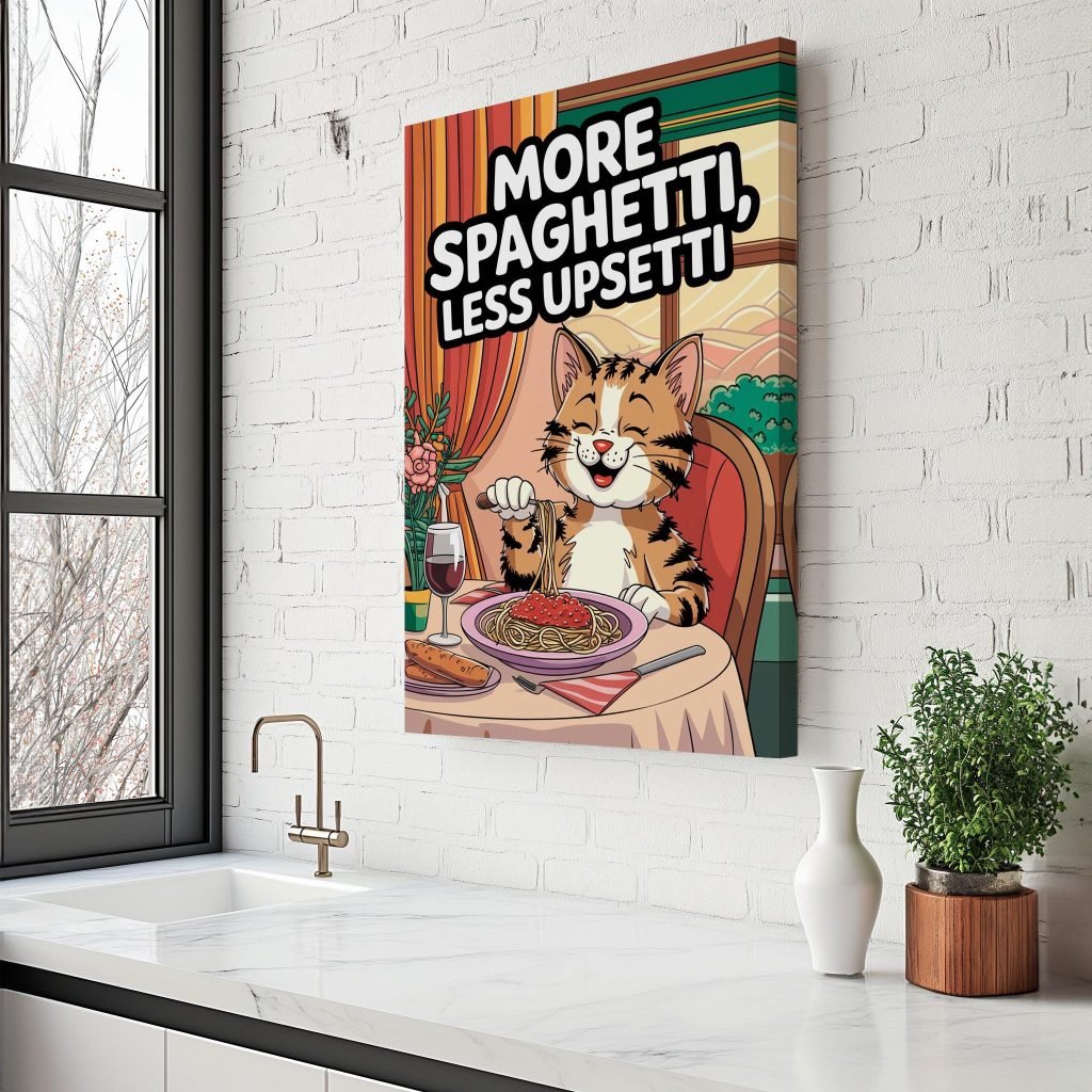 Funny Cat Poster Print - Kitchen Decor Canvas Wall art for Cat and Spaghetti Lovers, Humorous Gift - Image 6