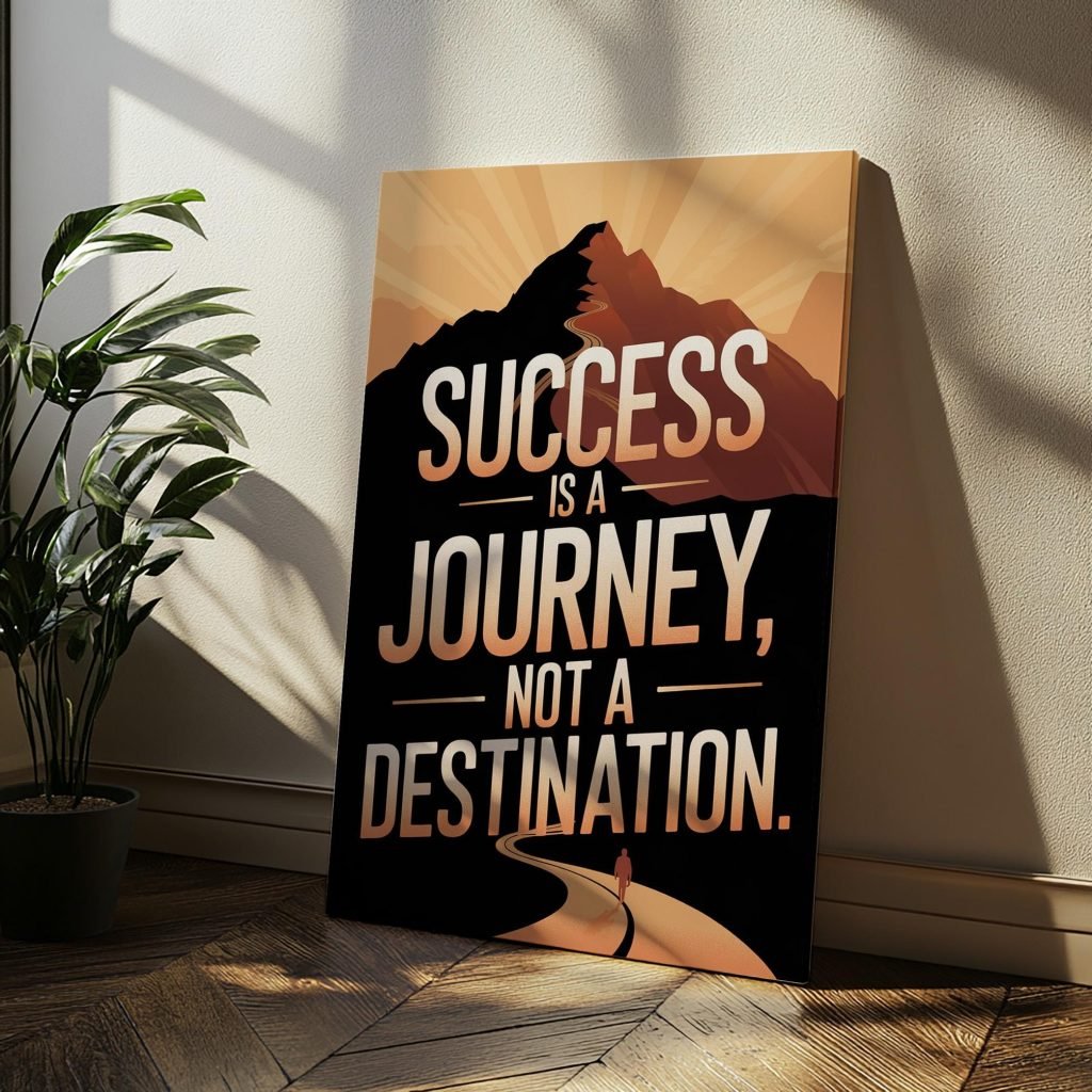 Inspirational Motivational Qoute Wall Art Canvas Print - "Success is a Journey" - Modern Home Office Decor - Image 3