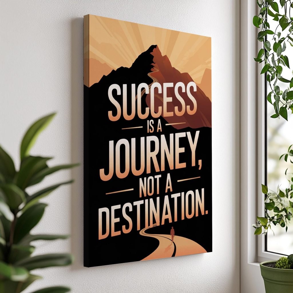 Inspirational Motivational Qoute Wall Art Canvas Print - "Success is a Journey" - Modern Home Office Decor - Image 5