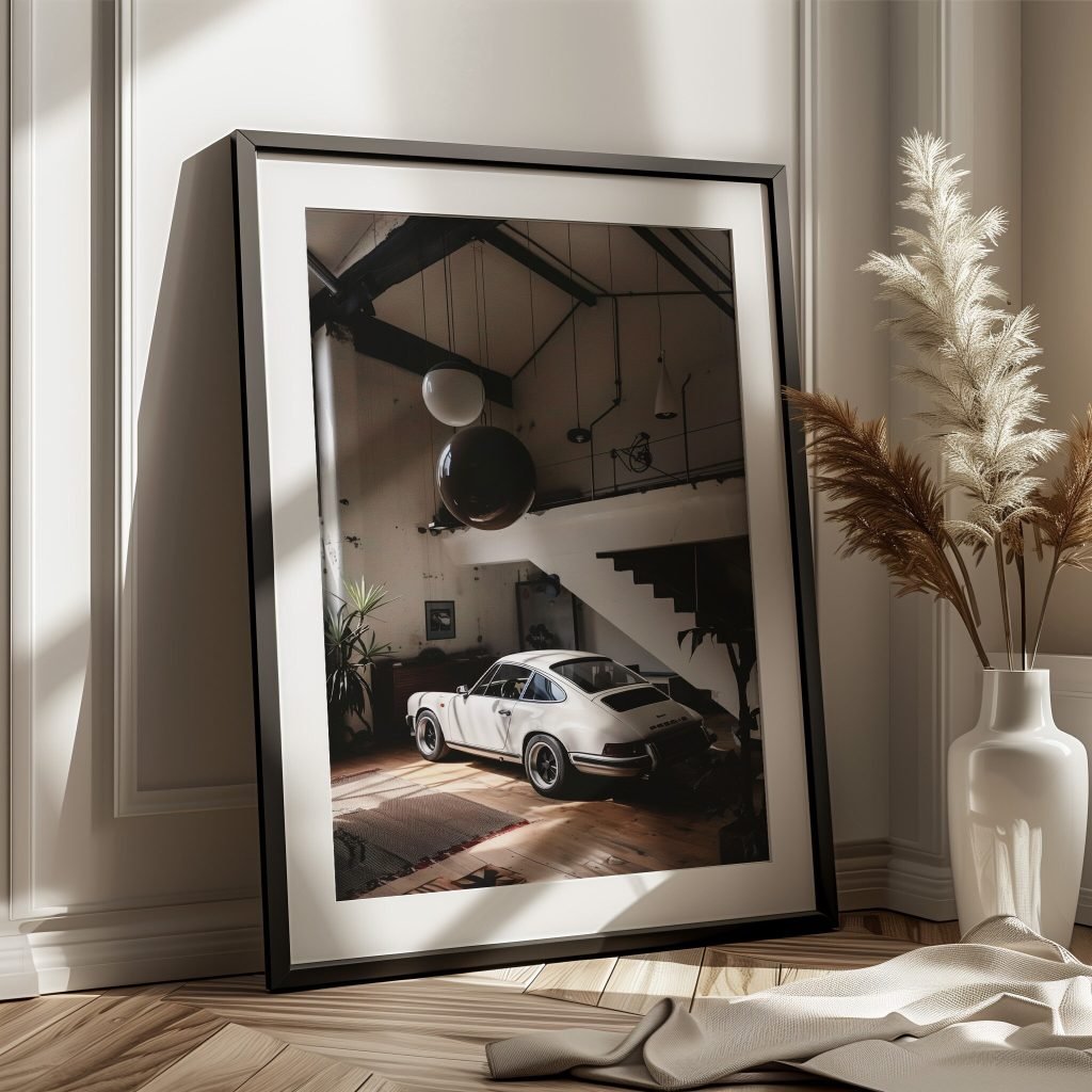 White Porsche 911 Racing Car digital print file - Car fans Wall Art gift idea - Image 3