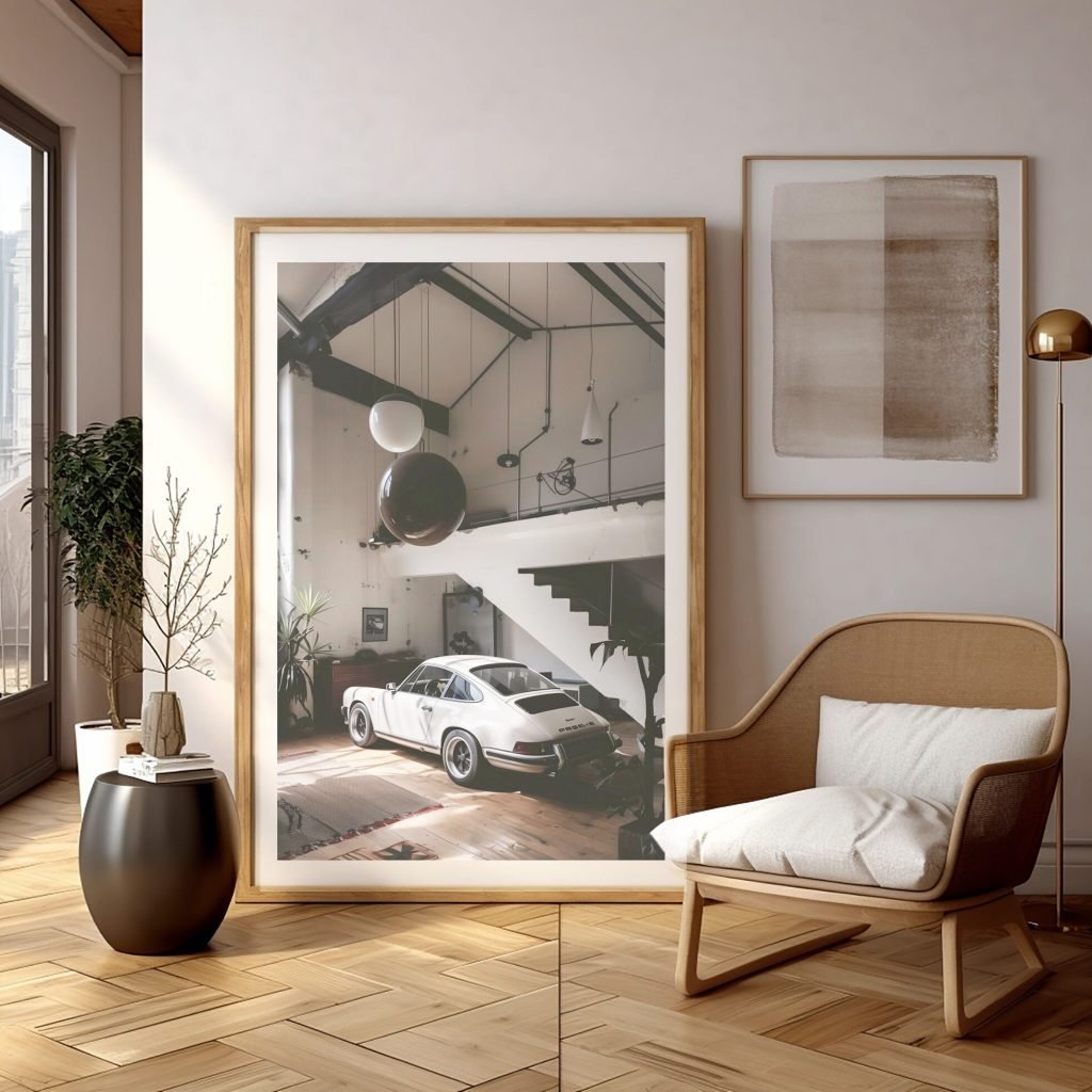 White Porsche 911 Racing Car digital print file - Car fans Wall Art gift idea - Image 5