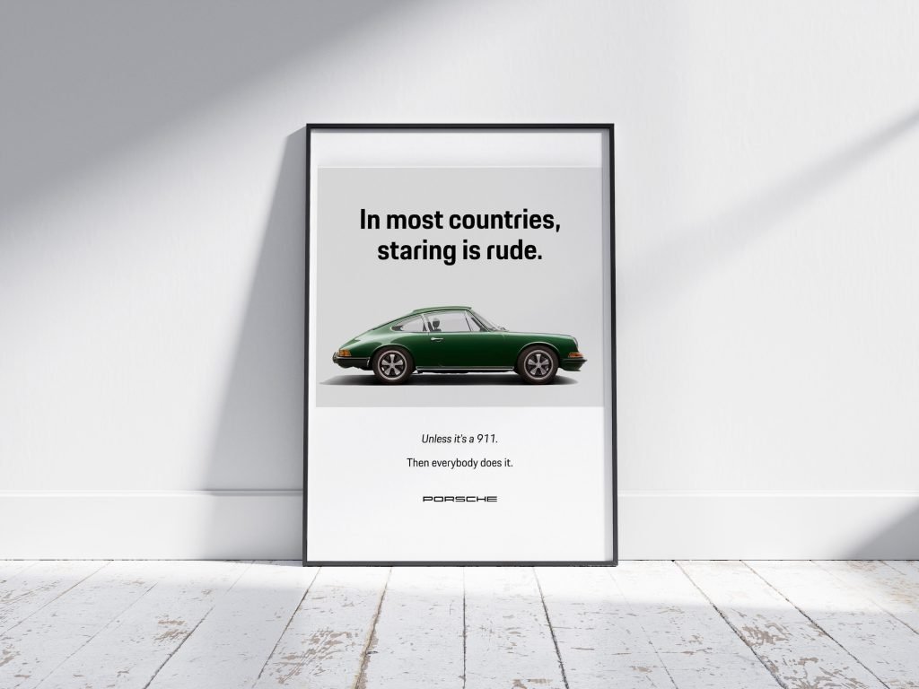 Porsche 911 Poster Print, Classic Car Canvas Wall Art, Minimalist Racing Decor, Fun Advertisement art gift - Image 8