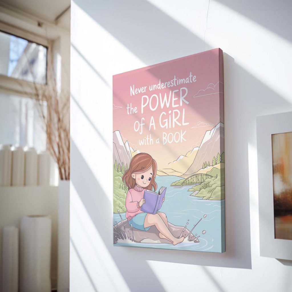 Inspirational Girl Reading Canvas Wall Art - Motivational Quote for Kids, Perfect Gift for Young Readers & Book Lovers - Image 5