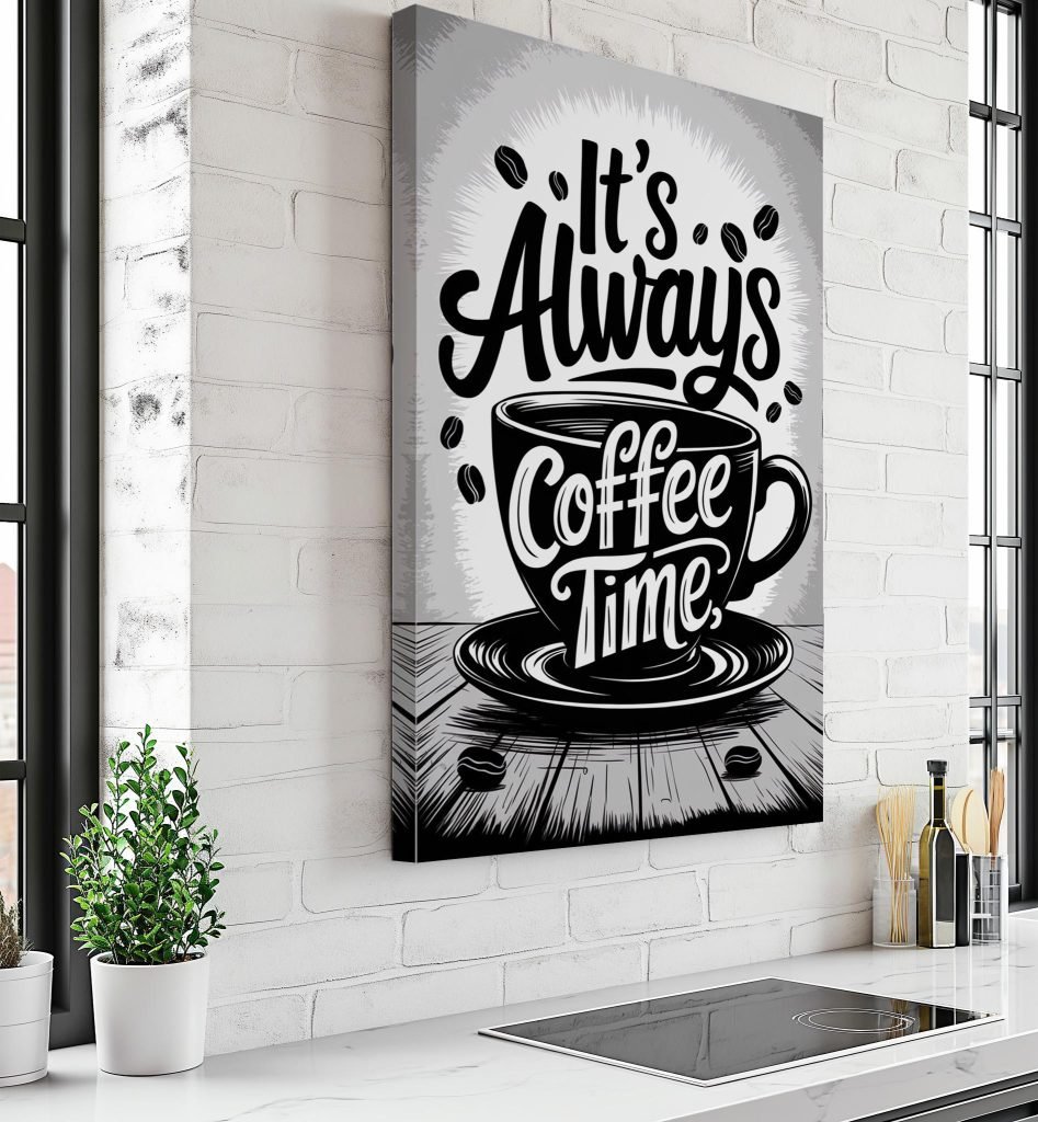 Coffee Time Wall Art - Fun Black and White Coffee Print for Kitchen, Office, or Cafe Decor, Gift for Coffee Lovers - Image 7