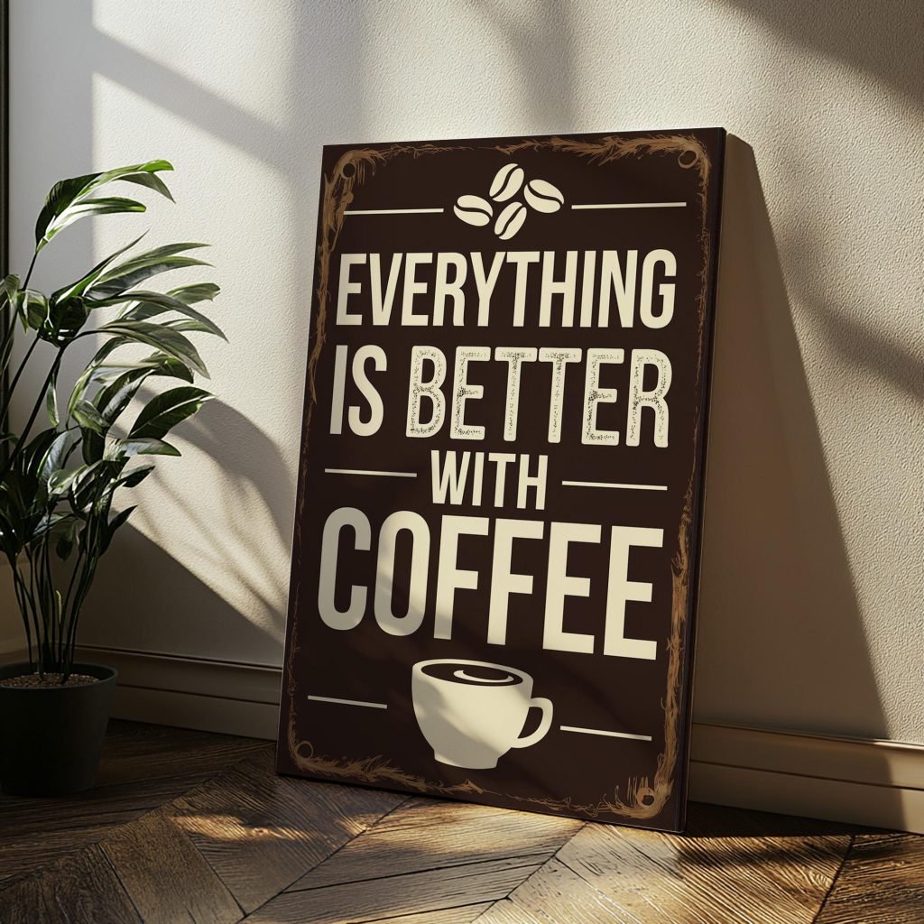 Everything is Better with Coffee - Vintage Style Kitchen Poster print, Canvas Wall Art for Coffee Lovers & Cafe Decor - Image 4