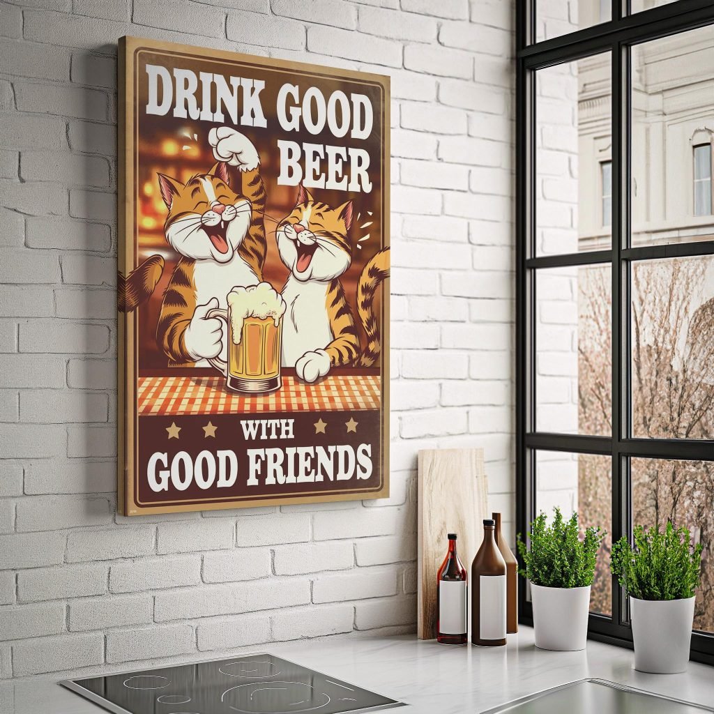 Drink Good Beer with Good Friends - Vintage Beer Poster print | Fun Wall Art for Man Caves, or Game Rooms | Gift for Beer Lovers - Image 6