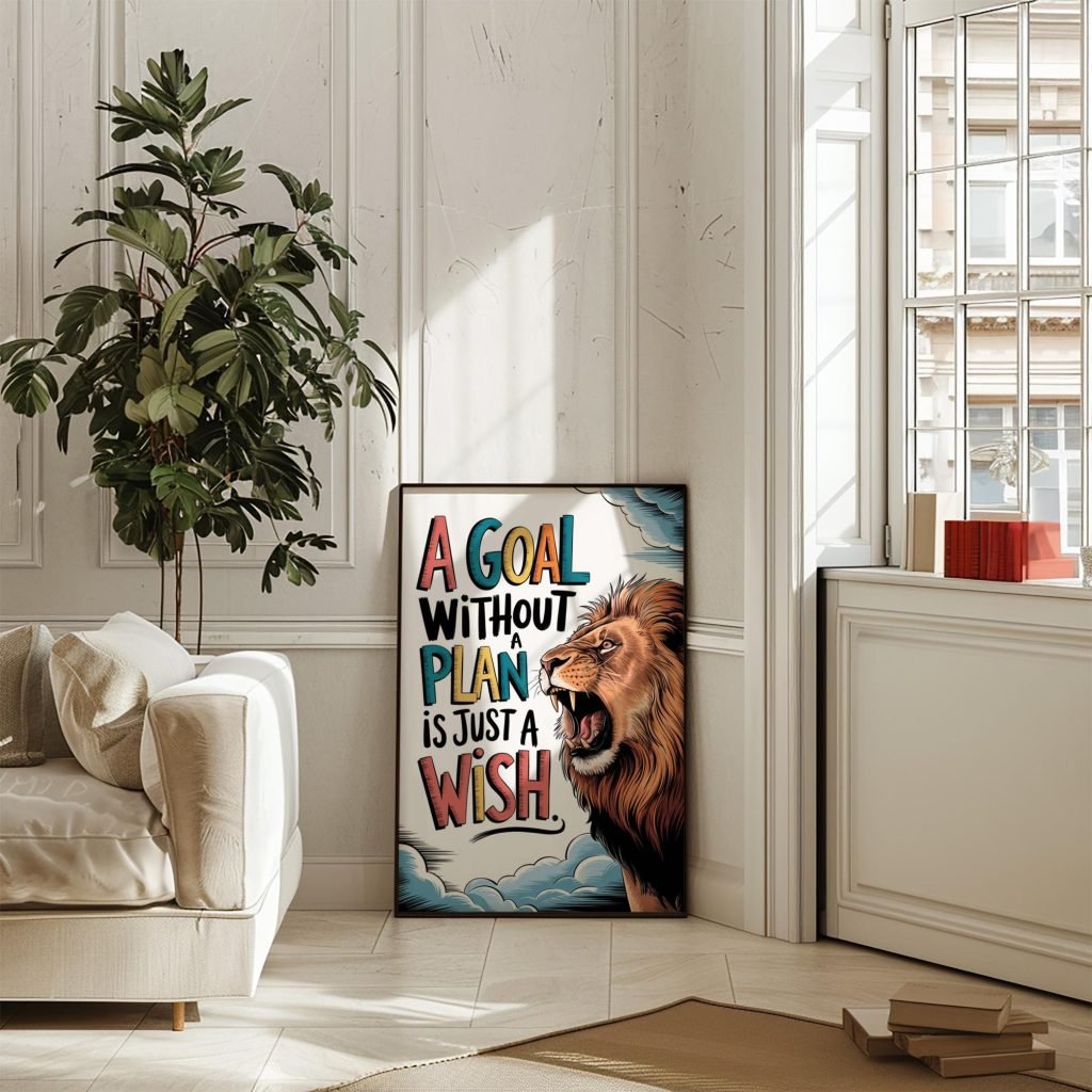 Motivational Lion Wall Art – Inspirational Poster Print, Canvas Wall Art for Office Decor, Gift for Him - Image 3