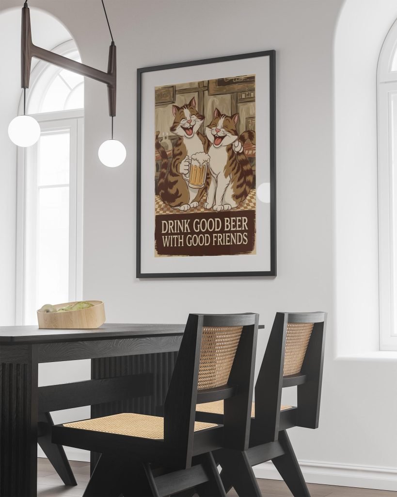 Drink Good Beer With Good Friends Cat Poster - Vintage Bar Wall Art, Beer Lover Decor, Cat Lover Gift, Man Cave Sign - Image 8