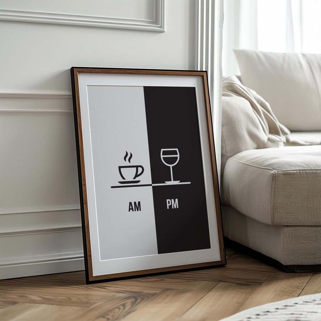 Minimalist Coffee and Wine Poster Print - Funny Kitchen Wall Art, Modern Decor, Gift for Coffee Lovers and Wine Enthusiasts - Image 3