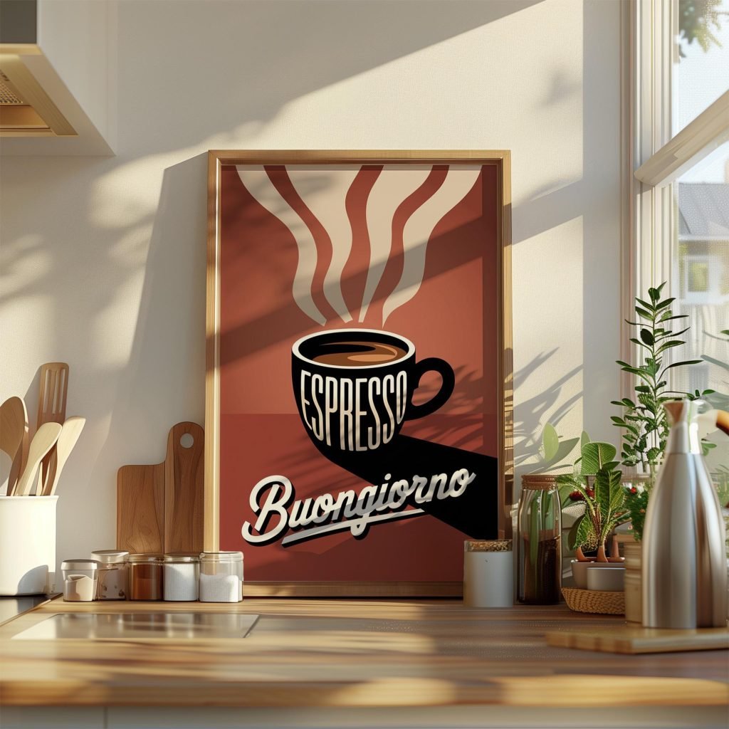 Vintage Espresso Coffee Poster - "Buongiorno" Wall Art, Retro Coffee Poster Print, Canvas wall art Kitchen Decor - Image 4